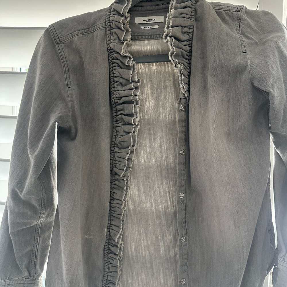 Gray Ruffled Jean Jacket